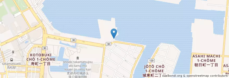 Mapa de ubicacion de 宇高国道フェリー en Japón, Prefectura De Kagawa, Takamatsu.