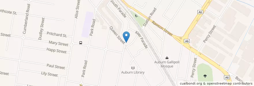 Mapa de ubicacion de Kismet Café en Australia, New South Wales, Sydney, Cumberland City Council.