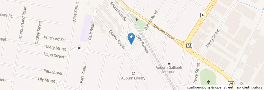 Mapa de ubicacion de Kabul International Restaurant & Bakery en 오스트레일리아, New South Wales, 시드니, Cumberland City Council.