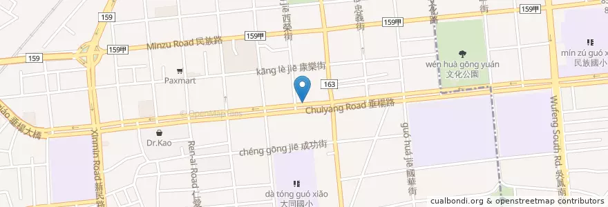 Mapa de ubicacion de 黑龍牌大腸小腸 en Taiwan, 臺灣省, 嘉義市, 嘉義縣, 西區.