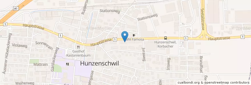 Mapa de ubicacion de Gesundheitszentrum H7 AG en Schweiz/Suisse/Svizzera/Svizra, Aargau, Bezirk Lenzburg, Hunzenschwil.