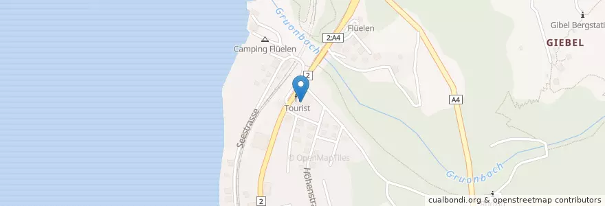 Mapa de ubicacion de Gasthaus Tourist en Zwitserland, Uri, Flüelen.