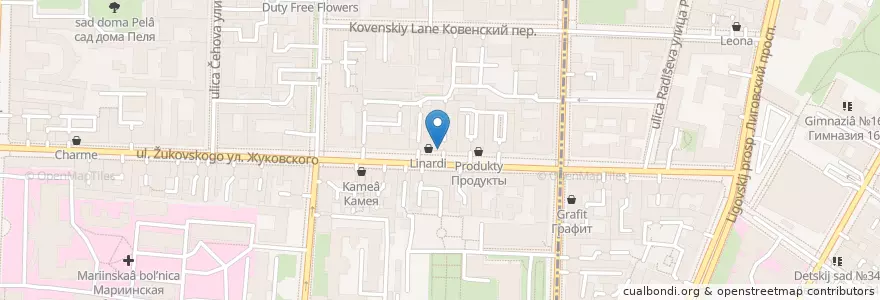 Mapa de ubicacion de Гастролёр en Rusland, Северо-Западный Федеральный Округ, Oblast Leningrad, Sint-Petersburg, Центральный Район, Литейный Округ.