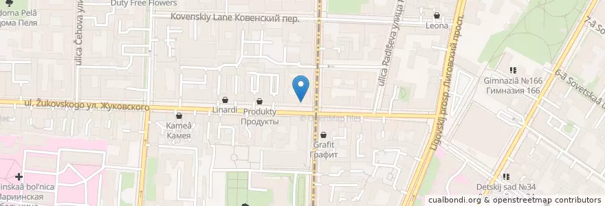 Mapa de ubicacion de Синнабон en Russia, Northwestern Federal District, Leningrad Oblast, Saint Petersburg, Центральный Район, Литейный Округ.