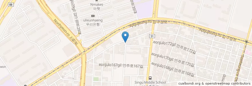 Mapa de ubicacion de Starbucks en South Korea, Seoul, Gangnam-Gu, Sinsa-Dong, Apgujeong-Dong.
