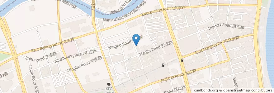 Mapa de ubicacion de 동베이차이관 en 중국, 상하이, 황푸구.