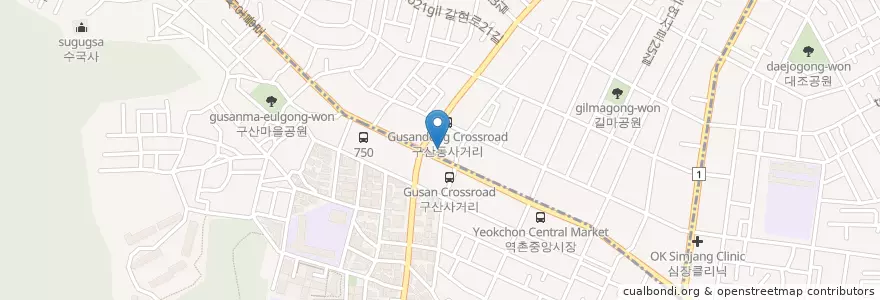 Mapa de ubicacion de 또봉이 통닭 en Республика Корея, Сеул, 은평구, 구산동.