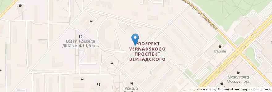 Mapa de ubicacion de Горздрав en Russia, Distretto Federale Centrale, Москва, Западный Административный Округ, Район Проспект Вернадского.