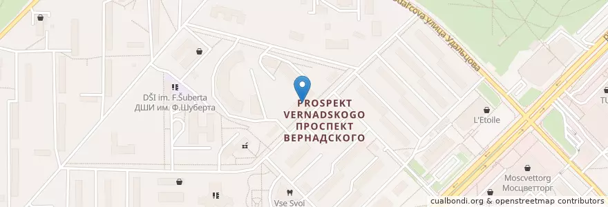 Mapa de ubicacion de Гемотест en Rusia, Центральный Федеральный Округ, Москва, Западный Административный Округ, Район Проспект Вернадского.