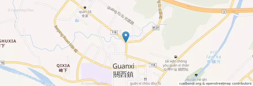Mapa de ubicacion de 關西天主堂 en تایوان, 臺灣省, 新竹縣, 關西鎮.