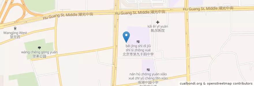 Mapa de ubicacion de 对外经济贸易大学附属中学（高中部）北京市生物重点实验室 en 중국, 베이징시, 허베이성, 朝阳区 / Chaoyang.