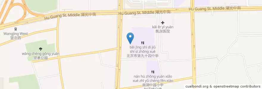 Mapa de ubicacion de 对外经济贸易大学附属中学（高中部）生物PCR实验室 en چین, پکن, هبئی, 朝阳区 / Chaoyang.