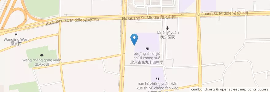 Mapa de ubicacion de 对外经济贸易大学附属中学（高中部）美术教室 en چین, پکن, هبئی, 朝阳区 / Chaoyang.
