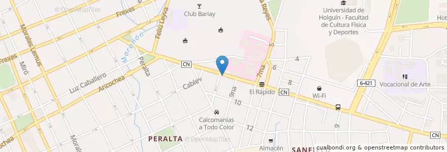 Mapa de ubicacion de Parrillada Peralta en 쿠바, Holguín, Holguín.