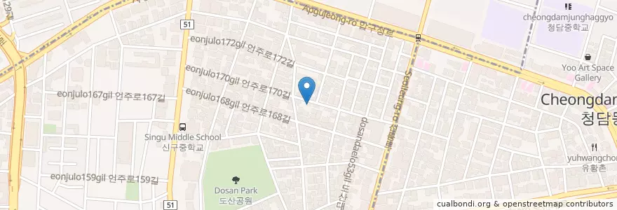 Mapa de ubicacion de 저스트스테이크 en 韩国/南韓, 首尔, 江南區, 신사동, 압구정동.