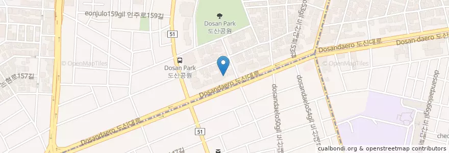 Mapa de ubicacion de 고기고 en South Korea, Seoul, Gangnam-Gu.