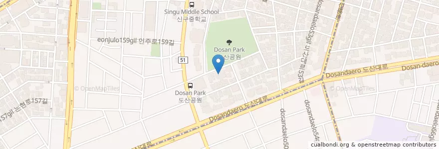 Mapa de ubicacion de 서울피부과 en South Korea, Seoul, Gangnam-Gu.