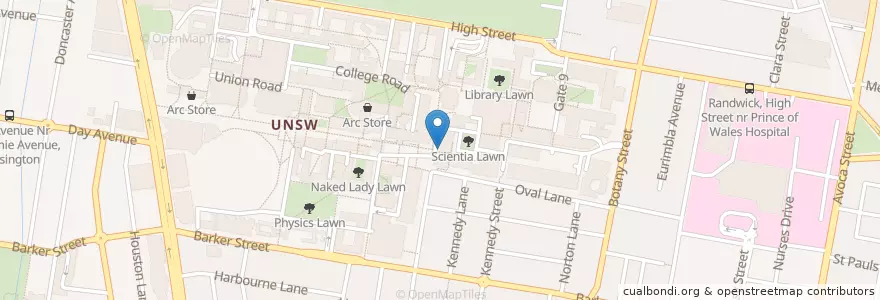 Mapa de ubicacion de Ritchie Theatre en 澳大利亚, 新南威尔士州, Sydney, Randwick City Council.