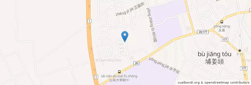 Mapa de ubicacion de 弘爺漢堡 en Taiwan, Tainan, Yongkang.
