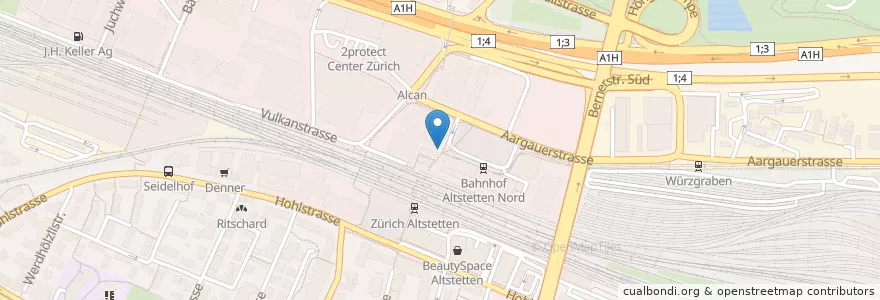 Mapa de ubicacion de Zürich Altstetten / Vulkanplatz en Suisse, Zurich, District De Zurich, Zurich.