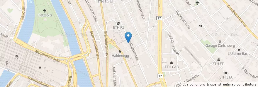 Mapa de ubicacion de Zürich Clausiusstrasse en Suisse, Zurich, District De Zurich, Zurich.