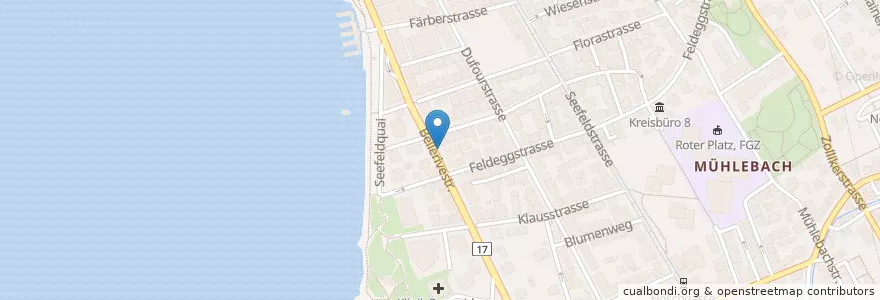 Mapa de ubicacion de Zürich Bellerivestrasse en Suisse, Zurich, District De Zurich, Zurich.