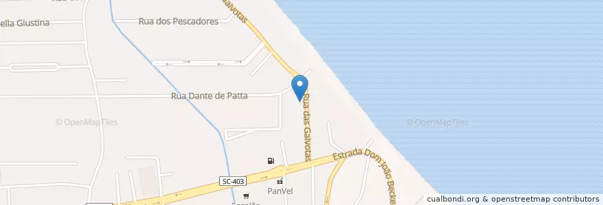 Mapa de ubicacion de Café Tortone en البَرَازِيل, المنطقة الجنوبية, سانتا كاتارينا, Microrregião De Florianópolis, Região Geográfica Intermediária De Florianópolis, فلوريانوبوليس.