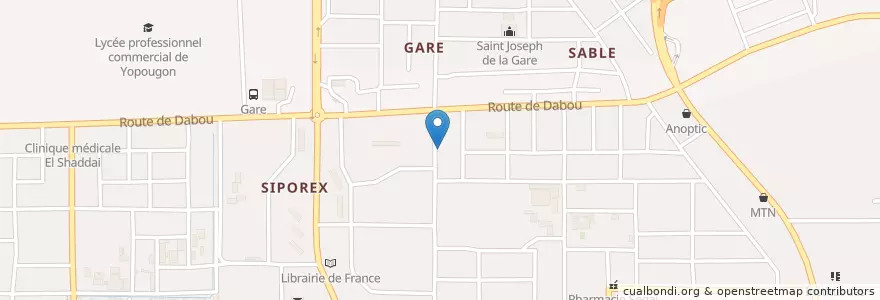 Mapa de ubicacion de Nouvelle pharmacie Gabriel Gare en 코트디부아르, 아비장, Yopougon.