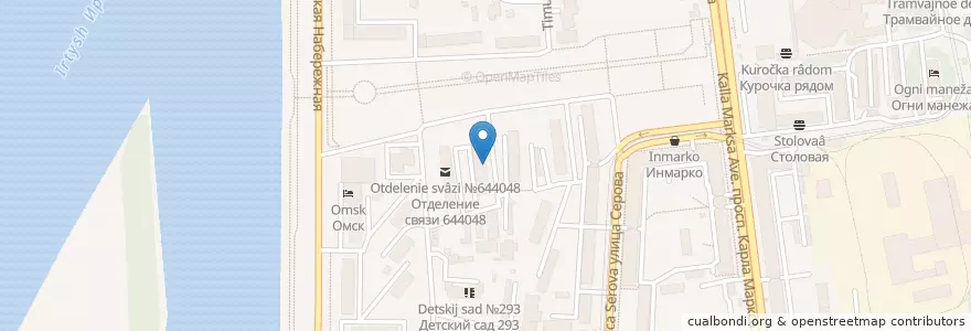Mapa de ubicacion de Центральная городская библиотека en ロシア, シベリア連邦管区, オムスク州, オムスク地区, オムスク管区.