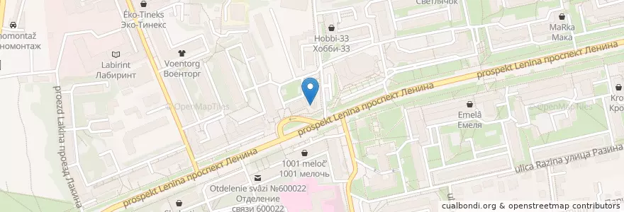Mapa de ubicacion de Медицинский центр Палитра en Rusia, Distrito Federal Central, Óblast De Vladímir, Городской Округ Владимир.