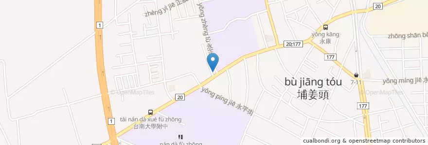 Mapa de ubicacion de 協安藥局 en Taiwan, 臺南市, 永康區.