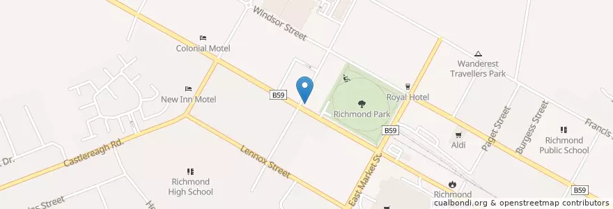 Mapa de ubicacion de Richmond School of the Arts en Australia, Nueva Gales Del Sur, Hawkesbury City Council, Sydney.