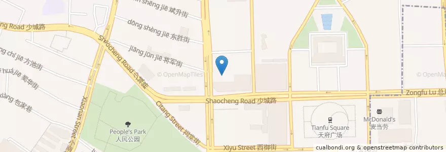 Mapa de ubicacion de 成都市回民小学 en 中国, 四川省, 成都市, 青羊区, 西御河街道(Xiyuhe).