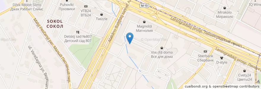 Mapa de ubicacion de IQ007 en روسيا, Центральный Федеральный Округ, Москва, Северный Административный Округ, Район Сокол.