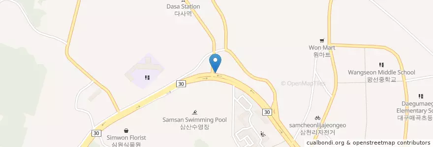Mapa de ubicacion de 맘스터치 en 대한민국, 대구, 달성군, 다사읍.