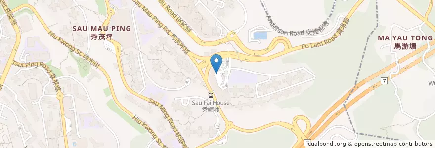 Mapa de ubicacion de 寶達巴士總站 Po Tat Bus Terminus en China, Cantão, Hong Kong, Novos Territórios, 觀塘區 Kwun Tong District.