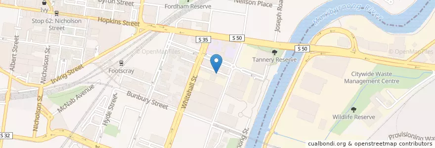 Mapa de ubicacion de Back Alley Sally's en Australia, Victoria, City Of Maribyrnong, City Of Melbourne.