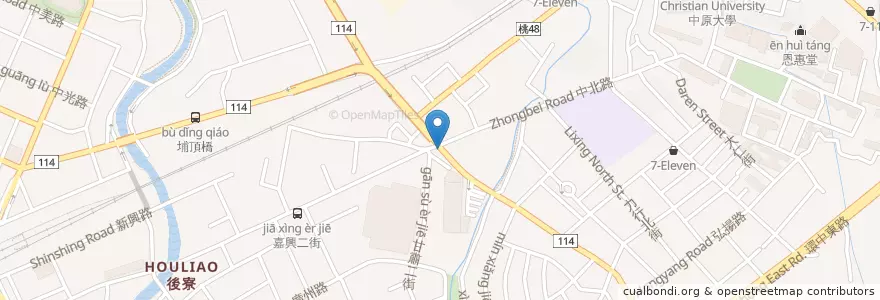 Mapa de ubicacion de 東東麵館 en 臺灣, 桃園市, 中壢區.