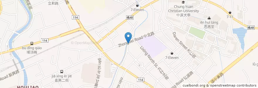 Mapa de ubicacion de 信福炸豬排專賣店 en Tayvan, 桃園市, 中壢區.