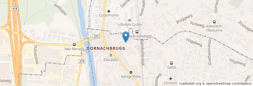 Mapa de ubicacion de Raiffeisenbank Dornach en Schweiz/Suisse/Svizzera/Svizra, Solothurn, Amtei Dorneck-Thierstein, Bezirk Dorneck, Dornach.