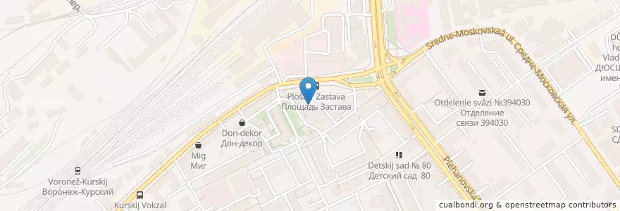 Mapa de ubicacion de АЕКлиника en ロシア, 中央連邦管区, Воронежская Область, Городской Округ Воронеж.