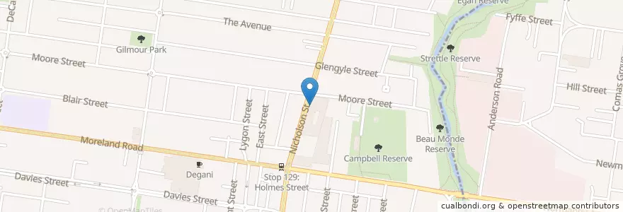 Mapa de ubicacion de The Spot en Австралия, Виктория, City Of Moreland.