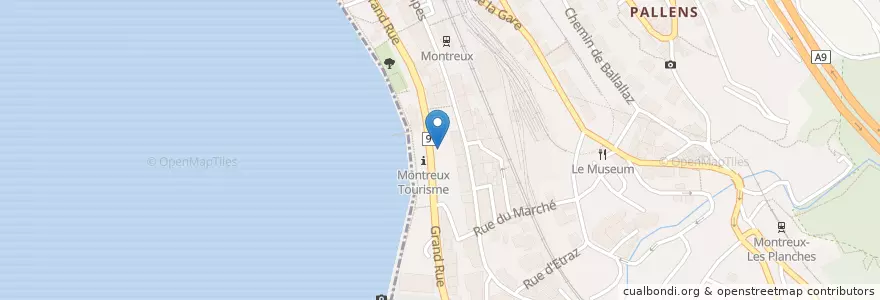 Mapa de ubicacion de BCV en Switzerland, Vaud, District De La Riviera-Pays-D’Enhaut, Montreux.