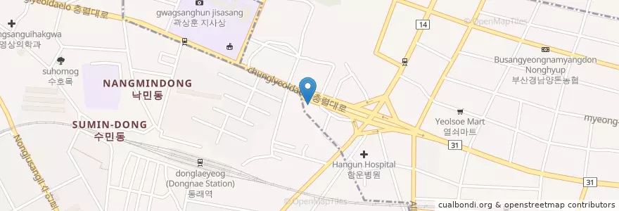 Mapa de ubicacion de GS안락교차로 주유소 en Corée Du Sud, Busan, 동래구.