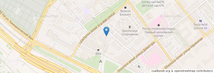 Mapa de ubicacion de Нова Клиник en Rusland, Centraal Federaal District, Moskou, Центральный Административный Округ, Район Хамовники.