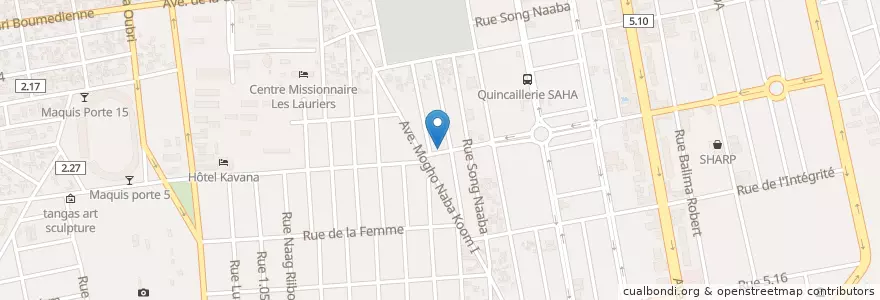 Mapa de ubicacion de Rakieta Ouagadougou - Po en Burkina Faso, Centre, Kadiogo, Ouagadougou.