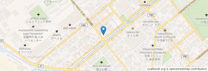 Mapa de ubicacion de ひつじや en 日本, 北海道, 胆振総合振興局, 室蘭市.