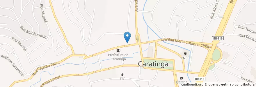 Mapa de ubicacion de Drogacenter en البَرَازِيل, المنطقة الجنوبية الشرقية, ميناس جيرايس, Microrregião Caratinga, Região Geográfica Intermediária De Ipatinga, Caratinga.