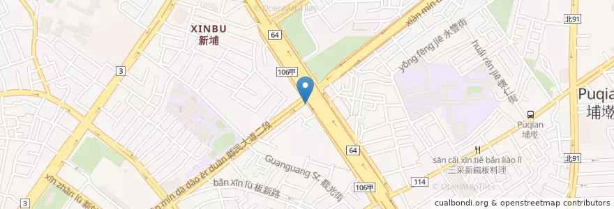 Mapa de ubicacion de 民生縣民大道口 en تايوان, تايبيه الجديدة, 板橋區.
