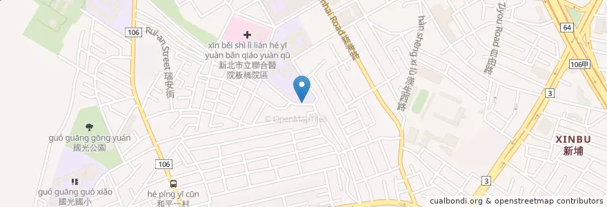 Mapa de ubicacion de 文德國小(公館街) en Taiwan, Neu-Taipeh, Banqiao.